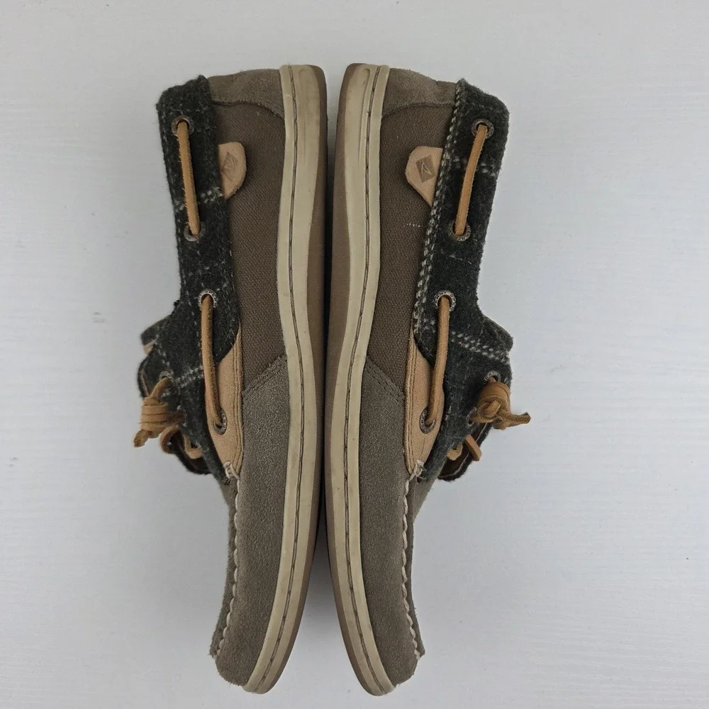 Sperry Songfish Green Suede Leather/Fabric Upper 3 Eye Boat Shoes Wmns Size 8.5M